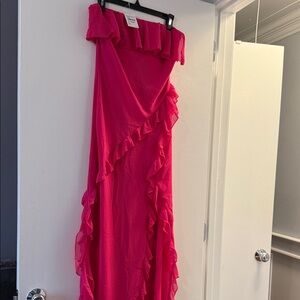 Nordstrom Hot Pink Ruffled Maxi Dress